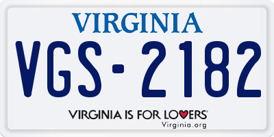 VA license plate VGS2182
