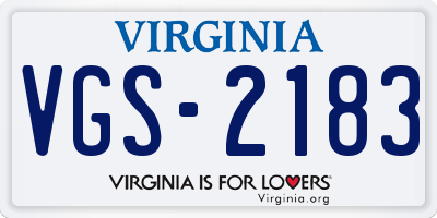 VA license plate VGS2183