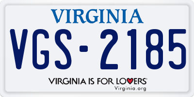 VA license plate VGS2185