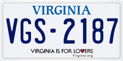 VA license plate VGS2187