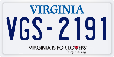 VA license plate VGS2191