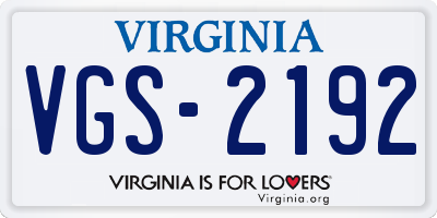 VA license plate VGS2192