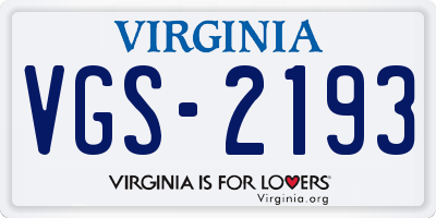 VA license plate VGS2193