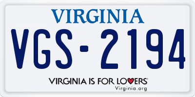 VA license plate VGS2194