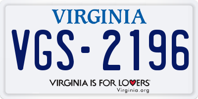 VA license plate VGS2196