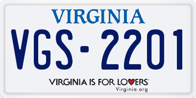 VA license plate VGS2201