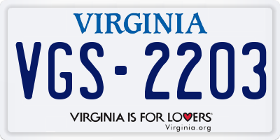 VA license plate VGS2203