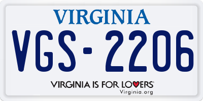 VA license plate VGS2206