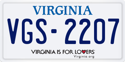 VA license plate VGS2207