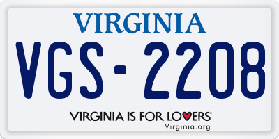 VA license plate VGS2208