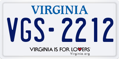 VA license plate VGS2212