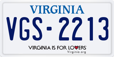 VA license plate VGS2213