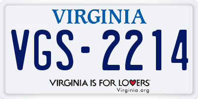 VA license plate VGS2214