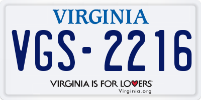 VA license plate VGS2216