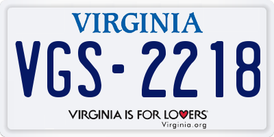 VA license plate VGS2218