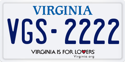 VA license plate VGS2222