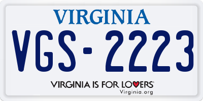 VA license plate VGS2223