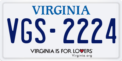VA license plate VGS2224