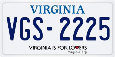 VA license plate VGS2225