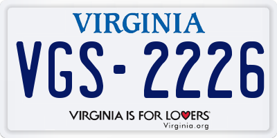 VA license plate VGS2226