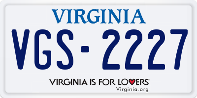 VA license plate VGS2227