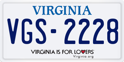 VA license plate VGS2228