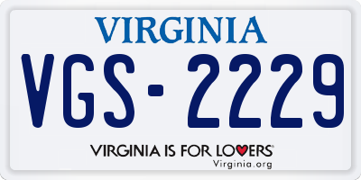 VA license plate VGS2229