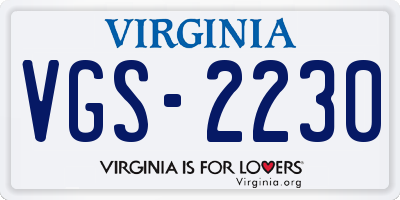 VA license plate VGS2230