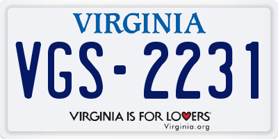 VA license plate VGS2231