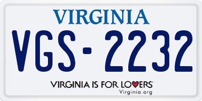 VA license plate VGS2232