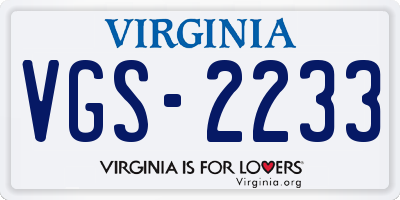 VA license plate VGS2233