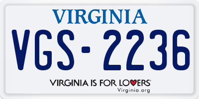 VA license plate VGS2236