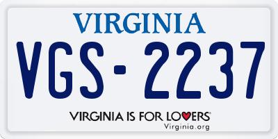 VA license plate VGS2237