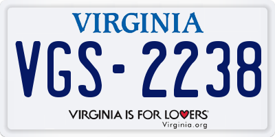 VA license plate VGS2238