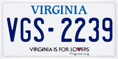 VA license plate VGS2239