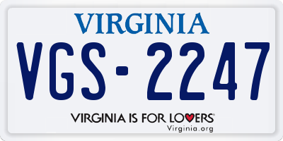 VA license plate VGS2247