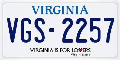 VA license plate VGS2257