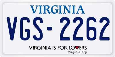 VA license plate VGS2262