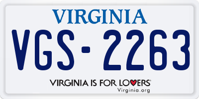 VA license plate VGS2263