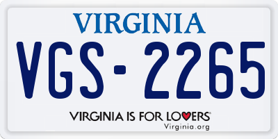 VA license plate VGS2265