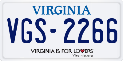 VA license plate VGS2266