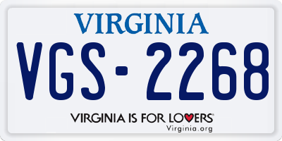 VA license plate VGS2268