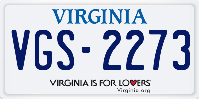 VA license plate VGS2273