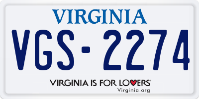 VA license plate VGS2274