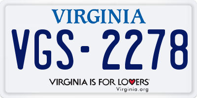 VA license plate VGS2278