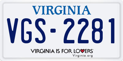 VA license plate VGS2281