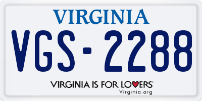 VA license plate VGS2288