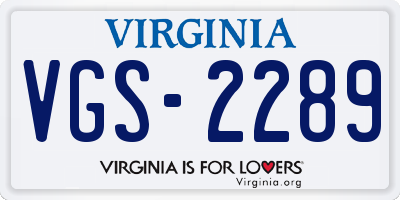 VA license plate VGS2289