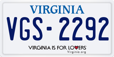 VA license plate VGS2292