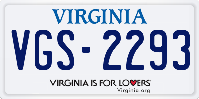 VA license plate VGS2293